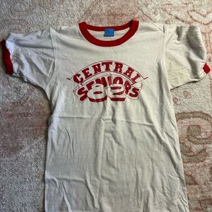 Vintage Red & White 'Central Seniors 82' Graphic Ringer Tee